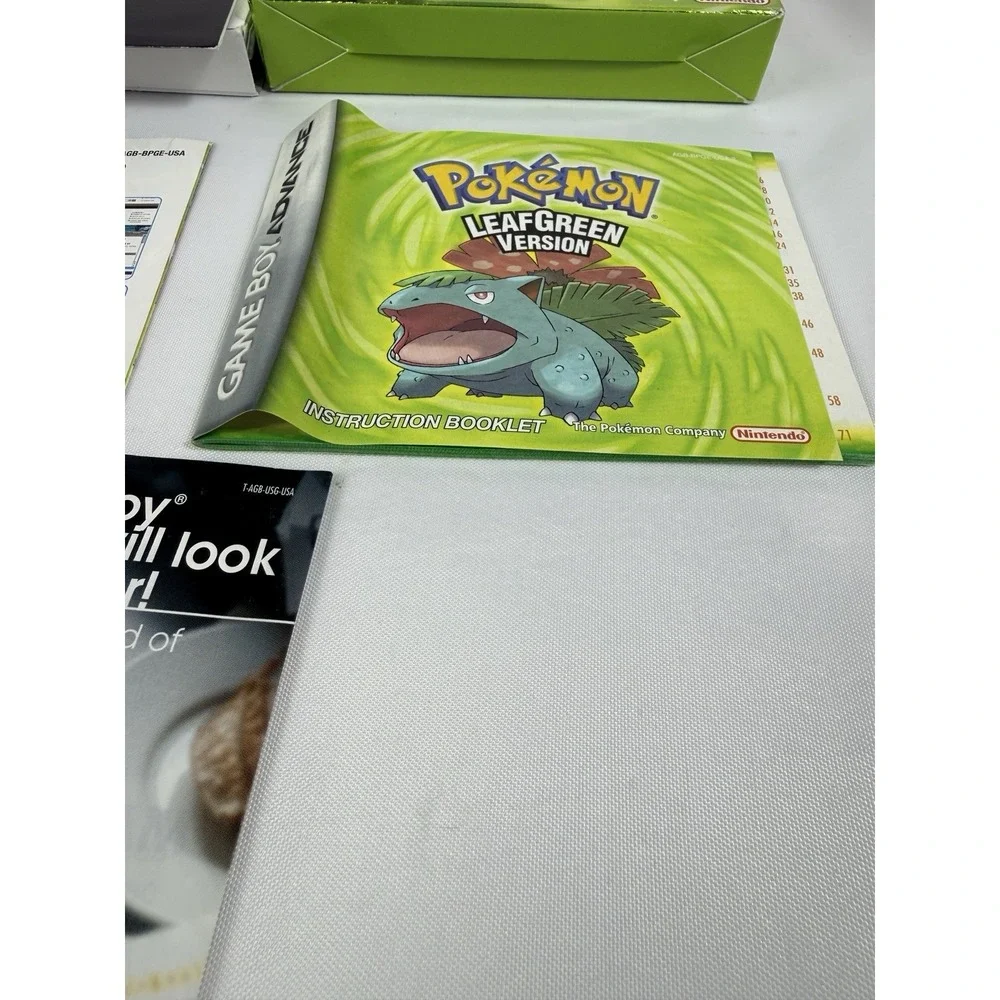 Pokemon LeafGreen Player's Choice GBA Complete in Box CIB Authentic Tested Saves